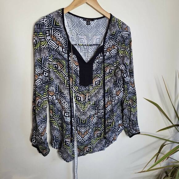 Ella Moss Maternity Tribal Blouse - Geometric - Black Multi - Picture 6 of 12